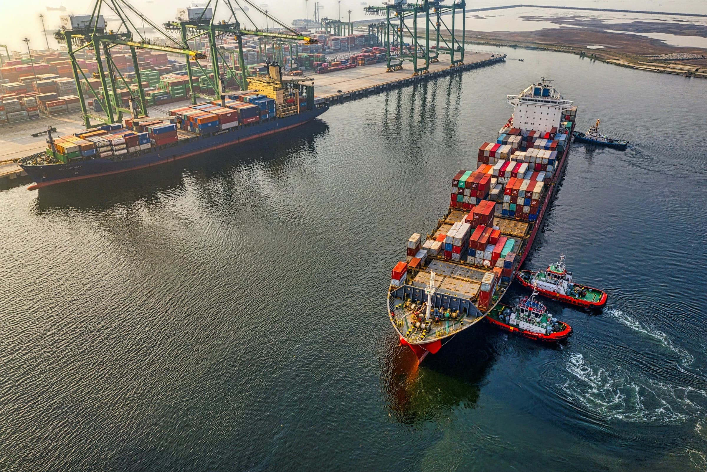 Container ship at sea
